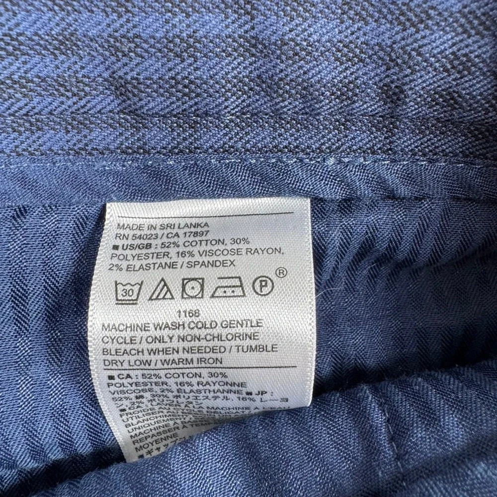 Banana Republic Slim Tapered Blue Micro Check Stretch Pants Mens 35x30 Workwear